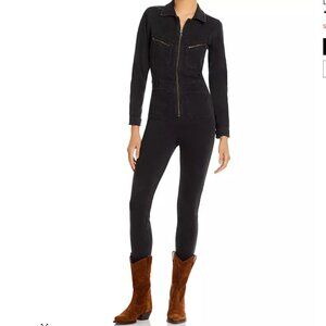 Free People Black Denim Jumpsuit with zipper XL short